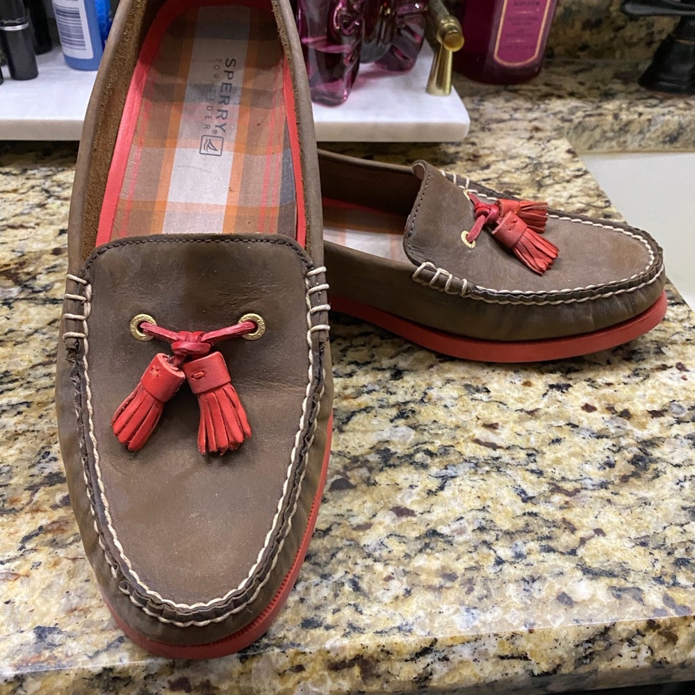 Sperry Brown and Red Loafers